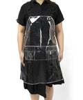 Transparent Waterproof Hair Stylist Apron With Adjustable Straps, 29.5 Inch Length, shown on mannequin, front view