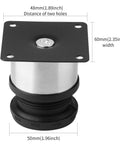 Adjustable Stainless Steel Round Furniture Feet Set Of 4 For DIY Cabinets, Tables, Shelves And Sofas, Silver And Black, Height Adjustable, 50x60x50mm Dia X W X H shown in side view with measurement details.