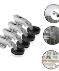 Frameless Glass Door Hinges With Damping For Soft Close Silent Cabinet Hinges 4 Pack displayed with installation examples.