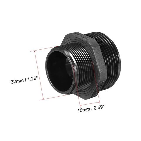 M32 Five Hole Cable Gland Waterproof IP68 Nylon Joint Locknut for 6 to 8mm wire, black body, 32mm thread dimensions shown