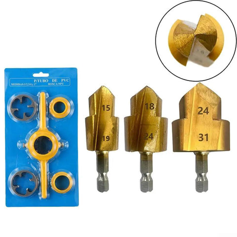 Top Rated PPR Pipe Thread Repair Kit With Step Drill Bits For Quick Water Line Fixes And NPT Standard Threading Tools 20 25 32 Mm Set, three bits