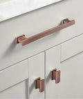 5 Inch 128mm Brushed Antique Copper Cabinet Pulls Handles Set 10 Pack Made From Solid Zinc Long Lasting Drawer Knobs on grey cabinet