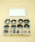 Beefy 150 Piece M8 To M36 Black Steel C Type Internal Circlip Retaining Clips Snap Rings assortment kit in a plastic box