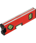 Portable Aluminum for spirit Level with V-Groove Design for Pipe, red bubble level, precise 30 cm size with clear vials.