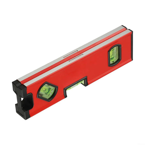 Portable Aluminum for spirit Level with V-Groove Design for Pipe, red bubble level, precise 30 cm size with clear vials.