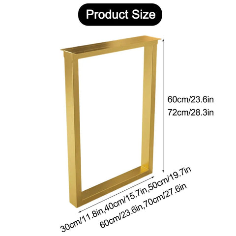 Heavy Duty Industrial Pipe Table Legs Set Of Two Premium Rock Solid Metal Steel Base For Diy Dining And Coffee Table Workbench Projects In Ultimate Badass Gold size chart with dimensions shown.