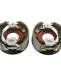 Rock Solid Pair Of Electric Trailer Brakes For 12 By 5 Hub Fit 12000 Lb Axles With 7 Bolt Flange self adjusting brake assembly view.