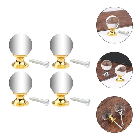 Crystal Glass Cabinet Knobs Set 4 Pack With Gold Finish Single Hole Drawer Pulls For Kitchen Cabinets And Furniture European Style