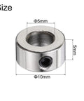 Front view of Six Pack 5mm Shaft Lock Collar Set With T5 Lead Screw Lock Ring Stainless Steel 304 With Set Screws 10mm OD 5mm Thick