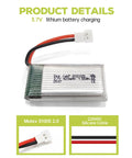 2 Pack 3.7V 420mAh 25C LiPo Battery With USB Charging Cable And Molex Plug close-up with product details