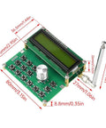 ADF4351 Digital LCD Signal Generator With Variable Frequency Oscillator, benchtop RF source showing dimensions and components