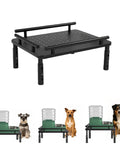 Built Tough Metal Elevated Pet Feeder Stand With Easy Adjust Height, Straight Up Sturdy Base Rack for water jugs and cat bowls.