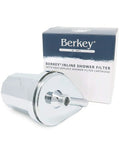 Inline Shower Filter With Easy Replace Cartridge Cuts Chlorine By Up To 98 Percent For Smoother Skin And Hair next to packaging