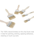 Six Piece Chip Paint Brush Set With 1 Inch 2 Inch 3 Inch Natural White Bristles And Solid Wooden Ergonomic Handles On Display