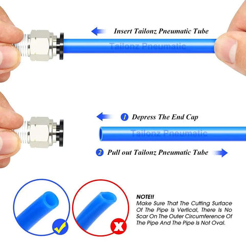 Elbow And Straight Push To Connect Pneumatic Fittings 5/32 Inch Tube OD X 1/4 Inch NPT Thread Quick Connect installation guide
