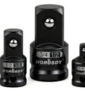 Heavy Duty Impact Socket Adapter And Reducer Set For Drills And Impact Drivers, 5-Piece Kit With 1/4 Inch, 3/8 Inch, And 1/2 Inch Hex Shanks