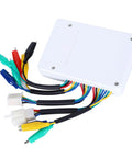 Heavy Duty Brushless Motor Tester For Electric Bikes And Scooters Delivers Dead Nuts Reliable Hall Sensor And Phase Winding Diagnostics With Quick Self Check To Keep Your Slick Ride Rolling Smooth - White tester with colored wires.