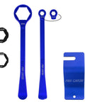 Universal Motorcycle Tire Change Kit With 10mm To 32mm Hex Wrench Levers, blue aluminum tire iron set with spanner heads.