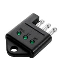 4 Pin Trailer Wiring Tester With LED Indicators, 4 Way Straight Connector For Flat Trailer Lights, black plastic with copper pins