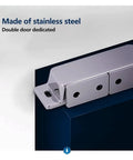 Push To Open Magnetic Cabinet Catches Two Pack Stainless Steel Heavy Duty Drawer Latches close-up showing silver finish and mounting holes.