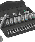 Zyklop Metric Ratchet Set With Push Through Square 28 Piece One Quarter Inch Drive Slim Metal Ratchet With Long Lever For Tight Access