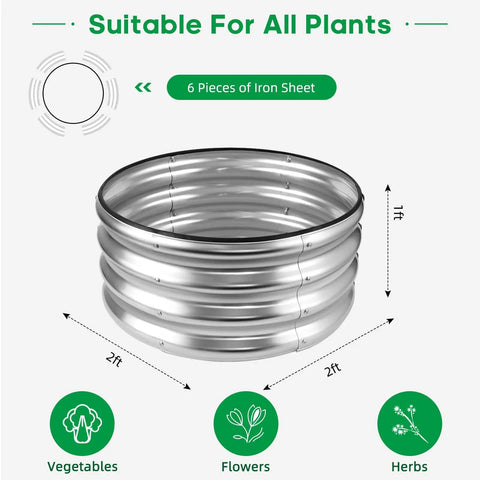 Raised Garden Bed Kit 2x2x1ft Galvanized Outdoor Planter Boxes With Easy Assembly For Vegetables, Fruits, And Flowers