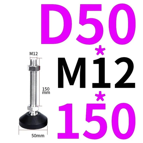 Heavy Duty Chair Leg Floor Protectors 4 Pack Adjustable Furniture Glide Pads With Threaded Rubber Bottom Anti Scratch Slides. D50mm, M12, 150mm size.