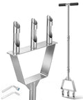 Manual Core Aerator Lawn Tool With Stainless Steel Tines 3 Hollow Tines and tools shown