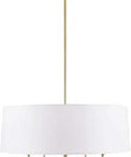 Totally Chic Five Light Chandelier With Adjustable Height For Dining Room And Entryway, 24 inch gold and white finish, front view