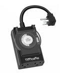 Outdoor Weatherproof Timer Outlet With 24 Hour Mechanical Light Timer, 2 Grounded Outlets For Home And Garden, Heavy Duty 15A 1/2HP, ETL Listed, Simple Pin Setting Daily Repeat, Waterproof Outdoor Plug In Timer
