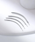 Six-Piece 18G Titanium Curved Piercing Taper Insertion Pins For Threadless Push-In Nose Rings Tragus Helix Cartilage Rook Daith Stud Earrings Tool ASTM F136 Safe And Easy Change For Piercing Stretching displayed.