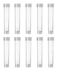 10 Pack 10ml Frozen Lab Test Tubes With Sealing Caps, Clear Plastic Vials For Laboratory Use, School Education And Research, Safe Long Term Storage, Easy Read Volume Scale; 10 clear capped tubes
