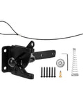 Aramox Carbon Steel Fence Latch with Spring Lock for gate including mounting screws and installation tools.