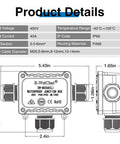 Outdoor IP68 Waterproof 3-Way Junction Box With M25 Coaxial Cable Entry Black UL Listed Fits 0.2-0.55 In Cables, 5.43in x 3.74in PA66