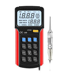 Digital Vibration Meter Handheld Industrial Vibration Sensor And Analyzer With Probe For Pro Grade Accuracy In Acceleration Velocity And Displacement Measurements Rugged Portable Vibration Tester For On Site Diagnostics, black and red handheld unit