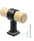 4 Pack Wood Cabinet T Knobs With Screws For Drawers And Cupboards, 40mm Diameter T Bar Drawer Knob Pull Handles, Single Hole Installation