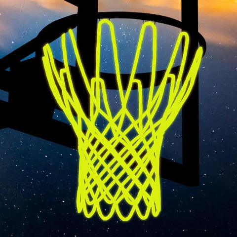 Glow Nightlight Basketball Net For Outdoor Courts Sun Powered Luminous Nylon Net Fits Standard 21 Inches Rims With 12 Loops