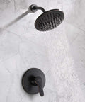 Oil Rubbed Bronze Shower Faucet Set With 8 Inch Rainfall Head And Handle, Wall Mounted Single Function Trim Kit
