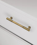 Five Pack Antique Solid Brass Cabinet Handles 5 Inch Center To Center Dresser Drawer Pulls Brushed Bronze Finish installed on dresser