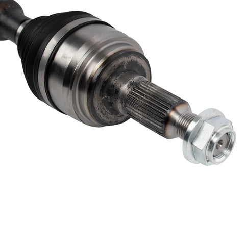 Close-up of the Beefed-Up Front CV Axle Set For 2007-2019 Chevy Silverado 1500 And Sierra 4WD And 2007-2019 Tahoe Yukon Suburban Escalade 4WD - Driver And Passenger Side, 2-Piece, OE-Grade Strength Upgrade, showing the axle end and nut.