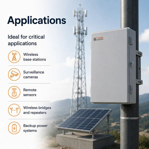 Heavy Duty 12 Volt 36 Ah SLA Power Bank With 432 Wh Storage And 100 Watt Continuous Draw delivers power for remote applications.