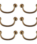 Six Pack Traditional Bail Cabinet Pulls In Antique Brass For Dresser Drawers And Cabinets, Vintage Shabby Chic Hardware