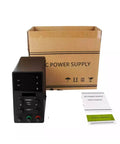 USB DC Lab Power Supply 0 to 60V 0 to 10A Adjustable Bench Source With Slick LCD Display Stabilized Switching Regulator Low Ripple Short Circuit Protection High Precision Voltage And Current Compact DIY Electronics Bench Tool, black unit with box and manual