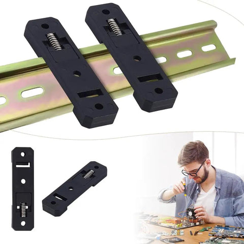 10 Pack DIN Rail Mounting Brackets 76x20x8mm Rectangle Universal Nylon Mounting Supports for electrical devices, black.