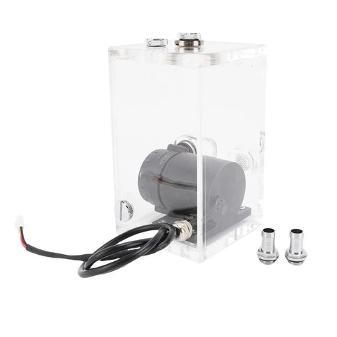 Durable Acrylic Water Cooling Pump Reservoir Combo 850Ml Capacity Quiet Operation Sturdy Design 5Mm Wall Integrated System For Pc Enthusiasts showing clear acrylic tank and black pump.