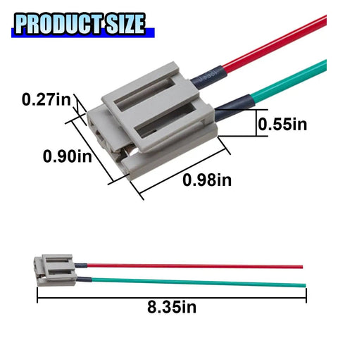 Heavy Duty HEI Distributor Pigtail Wire Harness dimensions showing connector size and wire lengths for plug and play ignition kits.
