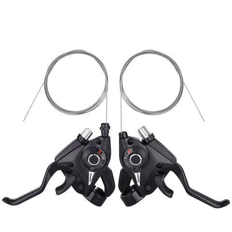 Left And Right Bike Brake Levers Shifter Set For 21 Speed Mountain Bikes 3x7 With Gear Indicator And Cables Included Replacement Kit