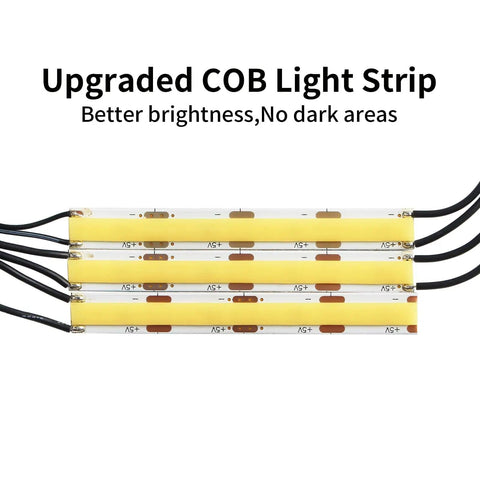 LED Upgrade Kit For 3D Printers 5V 12W COB Strip Light With Y Adapter Easy Plug And Play showing four light strips
