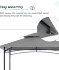 Grill Gazebo 8x5 Outdoor Patio Shelter With Double Tier Canopy, rustproof steel frame, and weatherproof gray fabric, easy assembly