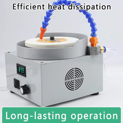 Kickass Heavy Duty Wet And Dry Bench Grinder With Adjustable Speed Pure Copper Motor 80 Grit Wheel and three diamond discs view showing efficient heat dissipation.